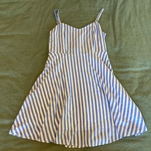 Blue and white striped dress